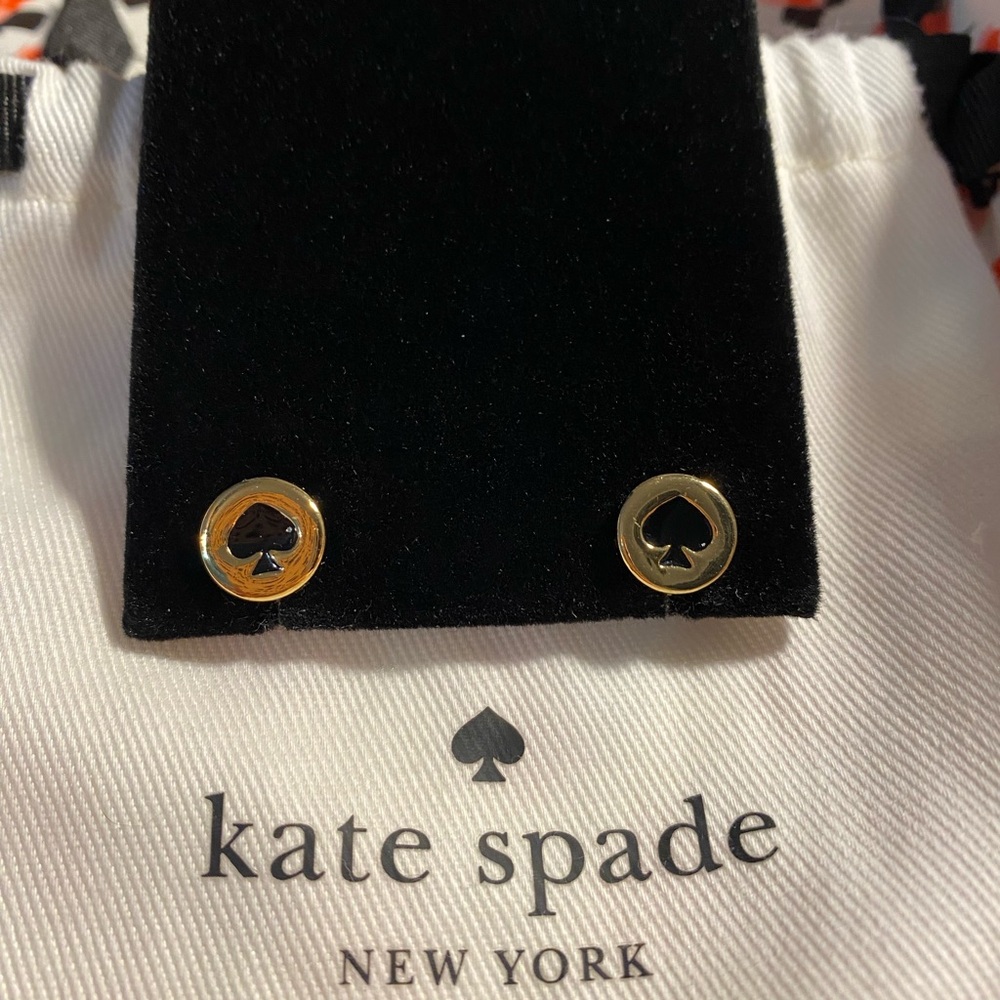 Kate Spade Gold and Black Spade Earrings